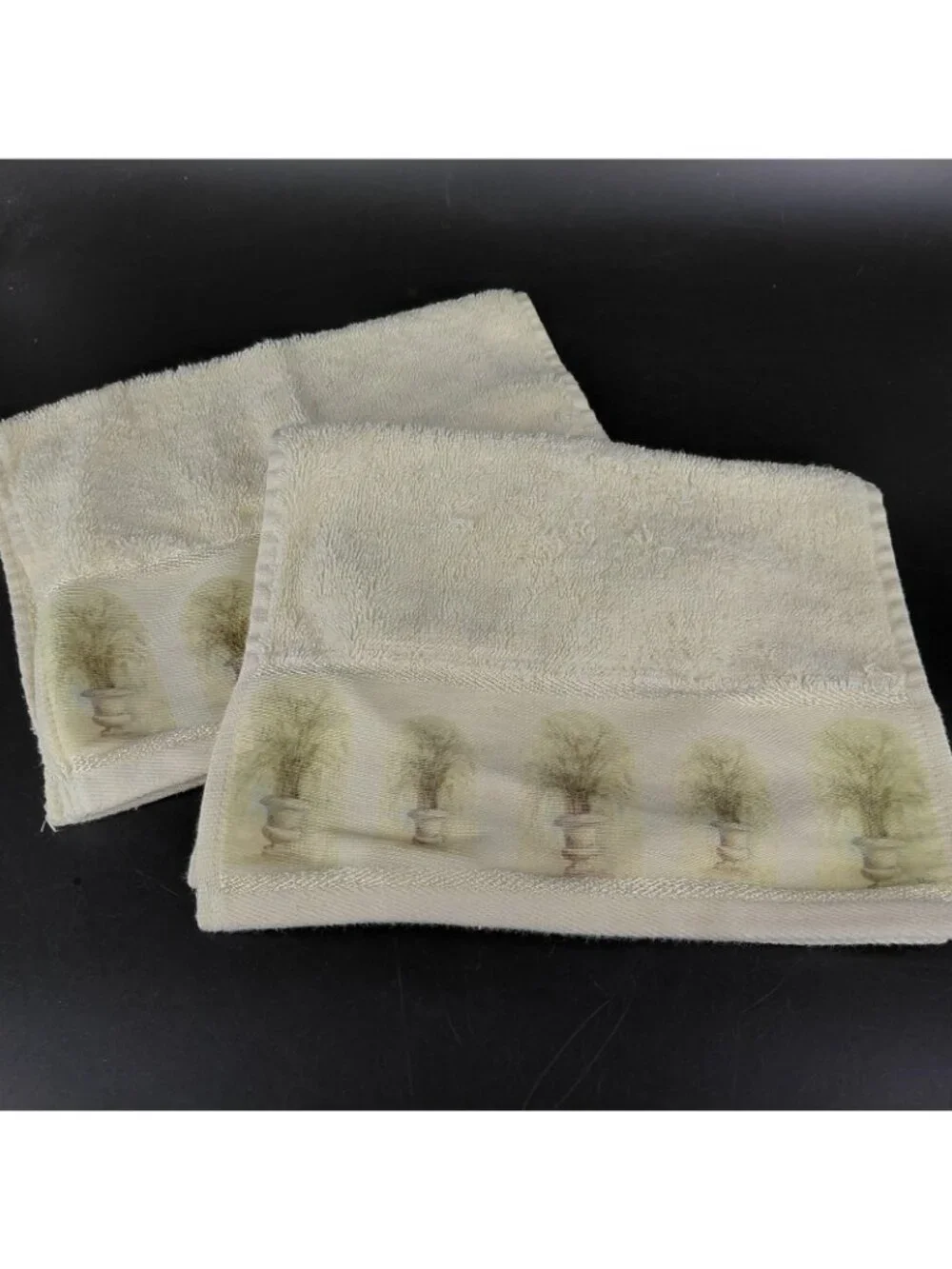 Croscill Beige Cotton Towel Set Bath Hand Finger Botanical Fresco Grasses 5 pc